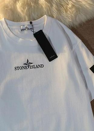 Футболка белая stone island