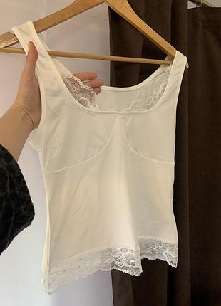 Майка топ бавовняний з мереживом zara