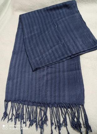 Вискозный синий мягкий нежный широкий  шарф палантин вискоза віскоза віскозний