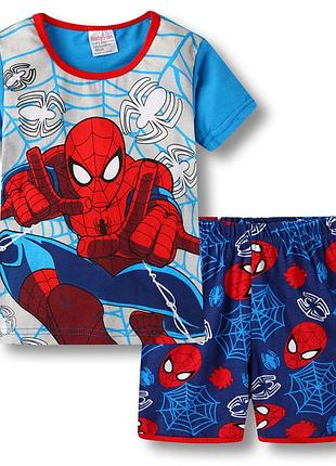 Пижама spider-man детская для мальчика летняя marvel человек паук футболка и шорты домашний костюм 100 см 130
