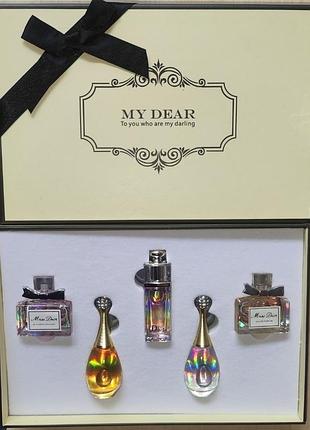 Подарунковий набір 5 мініатюрок miss dior ,jadore ,dior