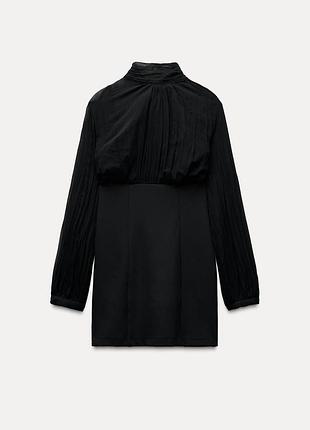 Сукня чорна zara з довгим напівпрозорим рукавом