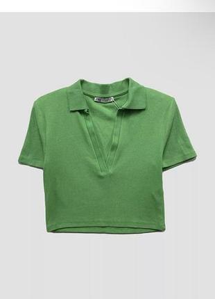 Топ-поло zara в рубчик с v-образным вырезом