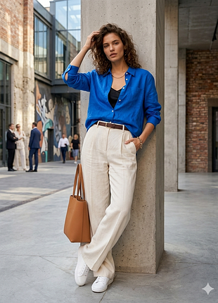 Новая льняная рубашка оверсайз m&amp;s 100% лен