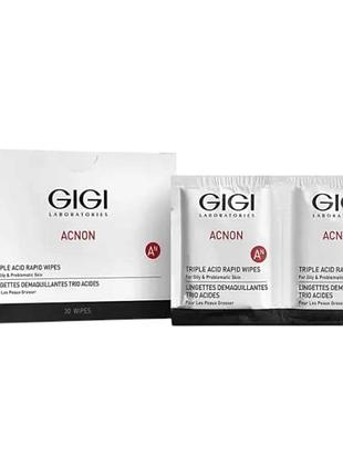 Влажные кислотные салфетки gigi acnon triple acid rapid wipes 30 шт