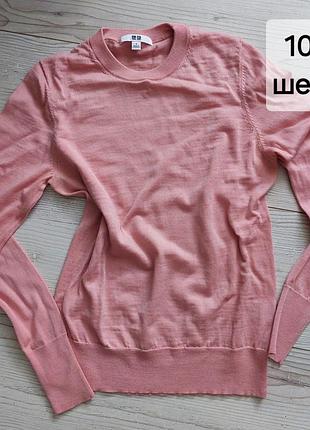 Тонкий джемпер, лонгслів, светр зі 100% вовни uniqlo
