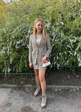 Костюм h&m у клітинку піджак + спідниця s/m