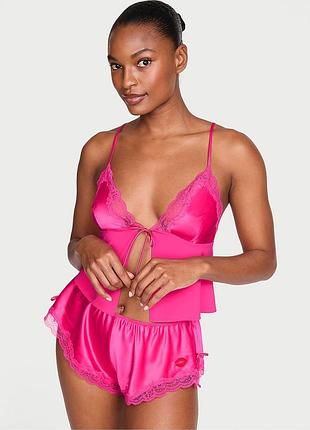 Піжама сатин з майкою та шортами victoria’s secret оригінал розмір xs