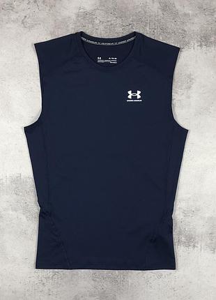 Компресійна майка спортивна чоловіча under armour heatgear compression синя для залу кросфіту бігу