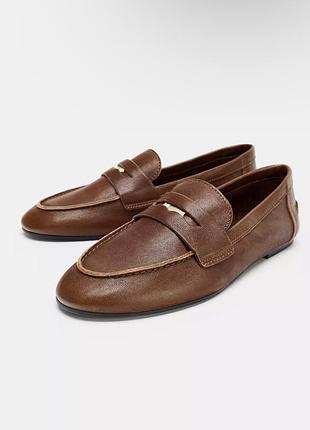 Лофери жіночі zara, шкіряні 37 р.