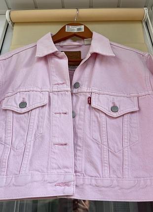 Піджак жіночий джинсовий levi’s вкорочений рожевого кольору з якісного і плотного деніму