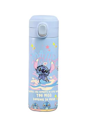 Детский термос stitch 320 мл из нержавеющей стали 304 hg-789 голубой 16.5 см