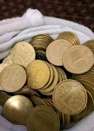 Продам монеты 1 желтая гривна 2005-2014 год 1000-3000 штук