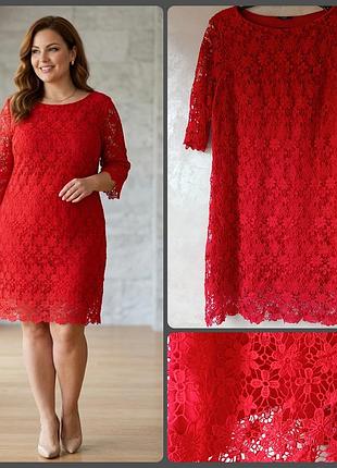 Коктейльное красное платье из кружева ♥️ фирма f&amp;f ♥️ 2xl