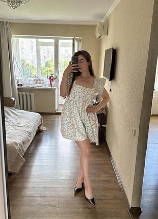 Котонова сукня в стилі baby-doll з квітковим принтом щільна asos denign