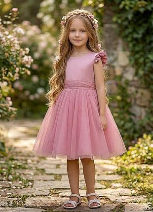 Нарядное розовое платье для девочки 4-5 лет, 6-7 лет, 7-8 лет, пышное фатиновое платье на праздник