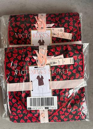 Сатиновая пижама, с шортами и рубашкой, оригинал виктория секрет victorias secret