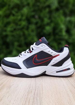 Мужские кроссовки nike air monarch white red black найк белого с черным и красным цветами