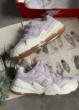 Нові оригінальні жіночі кросівки nike tech hera бузкові розмір 39 25см устілка найк високі масивні