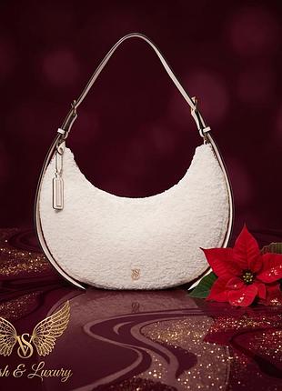 Біла сумка багет, шерпа, штучне хутро victorias secret, вікторія сікрет. лімітований випуск!