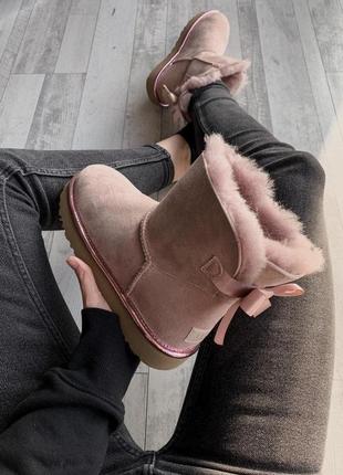 Ugg mini з бантом в рожевому кольорі4 фото