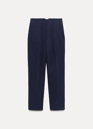 Жіночі брюки штани висока посадка zara navy blue