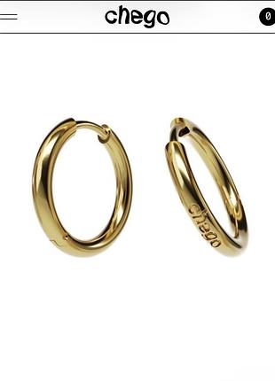 Сережки hoops від chego jewerly, з позолотою, нові