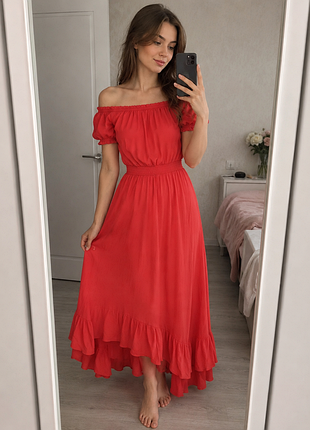 Довга максі червона романтична сукня vero moda, m,l