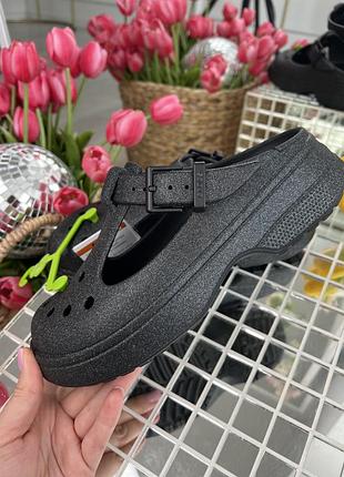 Жіночі крокси crocs classic mary jane clogs, mary janes for black glitter 36 розмір