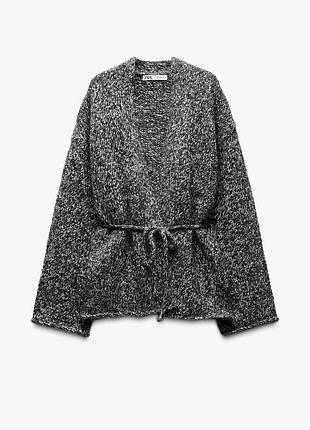 Теплий светр накидка zara на завʼязку