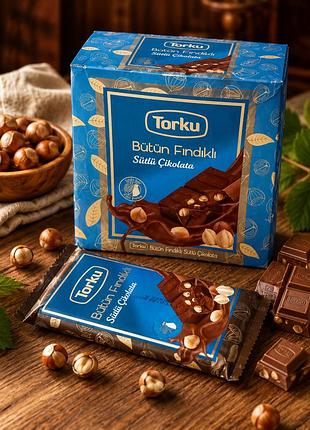 Шоколад torku bütün fındıklı sütlü çikolata з цілими лісовими горіхами молочний 60 г