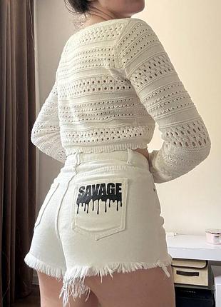 Стильні трендові шорти джинсові білі shein savage