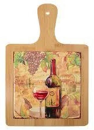 Limited edition wine time/подставка под горячее/ с бамбук.ручкой 18х28 см