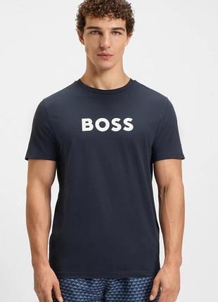 Футболка boss cotton-jersey t-shirt with logo print