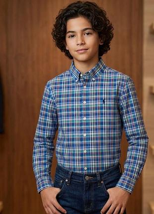 Рубашка для подростка бренда polo ralph lauren, брендовая рубашка для парня