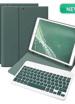 Чехол-клавиатура для ipad 10.2 bettdow темно-зеленый qwertz съёмная магнитная клавиатура с держателем для