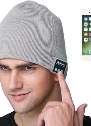Портативная колонка шапка с bluetooth наушниками sps hat bt true. цвет: серый oj-47