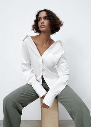 Рубашка асимметричная стильная белая zara размер s