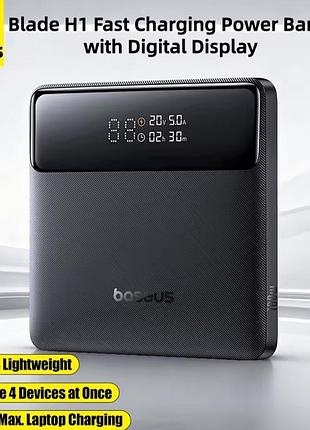 Повербанк baseus blade digital display 20000mah 100w для зарядки ноутбуков и планшетов .
