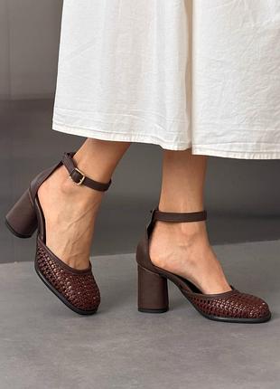 Premium! женские коричневые босоножки на каблуке летние эко-кожа лето