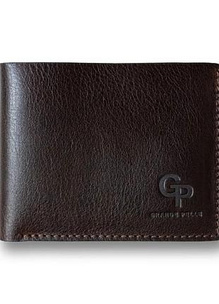 Мужское кожаное портмоне на магните коричневое grande pelle 508420