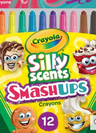 Ароматизированные восковые карандаши crayola silly scents smashups crayons (12 шт)