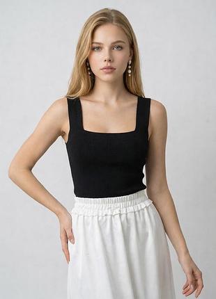 Чорна майка в рубчик onesize