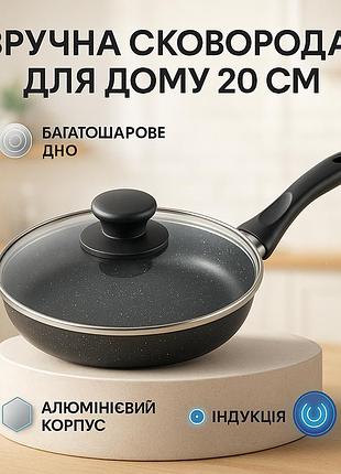 Зручна сковорода для індукційної плити, сковорода антипригарна індукційна з легкого алюмінію pz-76