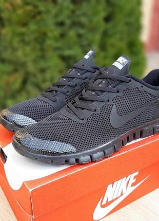 Nike free run 3.0 черные со шнурками