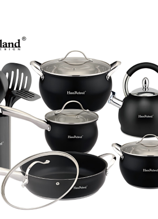 Набор посуды haus roland hr126-1, 18 предметов из нержавеющей стали.
