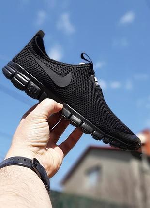 Nike free run 3.0 черные без шнурков