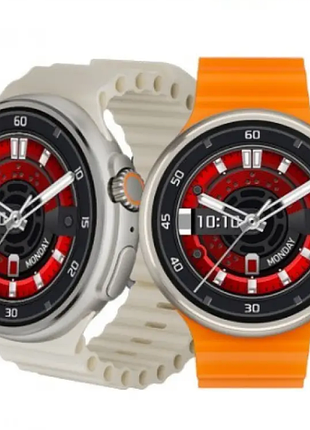 Оранжевые смарт часы круглые smart watch v3 ultra max-1