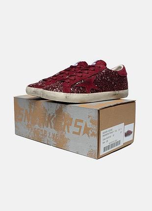 Жіночі кеди трендові gold€n go 0se super-star bordeaux glitter ‘dream makers’