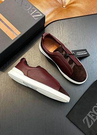Чоловічі кросівки з натуральної шкіри та замші zegna